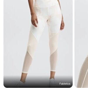 Fabletics Women’s Power Hold Zone High Waisted Ivory Dyed Mesh Leggings Size M